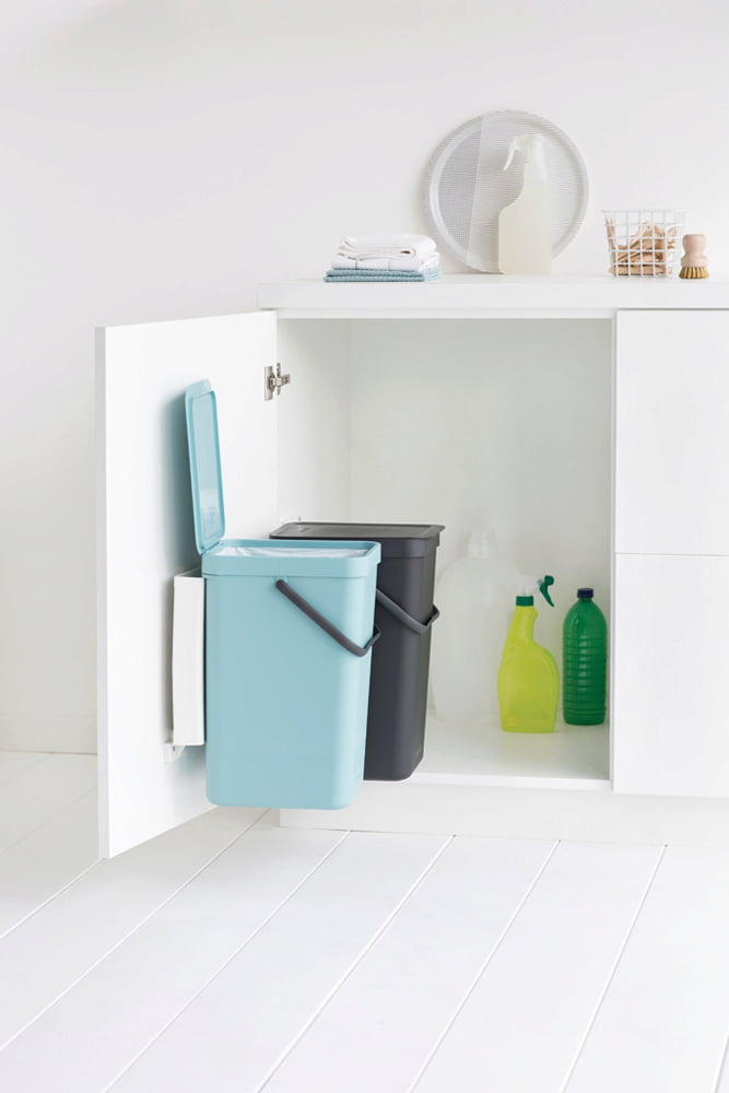 POUBELLE DOUBLE DE CUISINE BRABANTIA 16L GRIS/BLEU 110023﻿ Sache